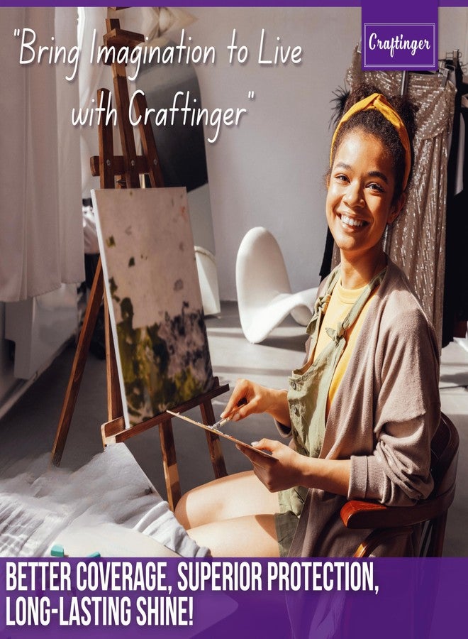 Craftinger ورنيش كرافتينجر شفاف عالي اللمعان 200 مل مع لون أكريليك مجاني 30 مل | غير مصفر وغير سام | لون متعدد الأسطح للقماش والخشب والزجاج وغيرها | مجموعة للبالغين والفنانين والطلاب والهواة - Image 5